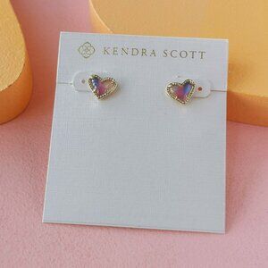 Kendra Scott - Ari Heart Watercolor Gold Stud Earrings - NEW